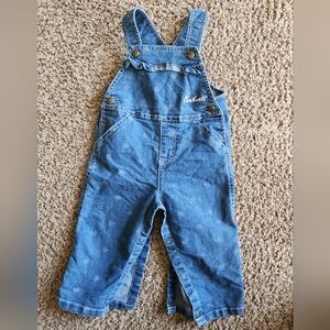 Girls Floral Carhartt Denim Overalls, Size 24m